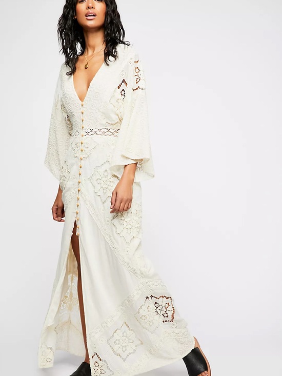 Free People Dresses & Skirts - Free People Cream Lace Maxi Dress